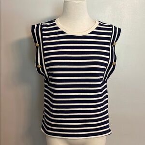 Zara Navy and White Muscle Tee Boxy Style Nautical Old Money